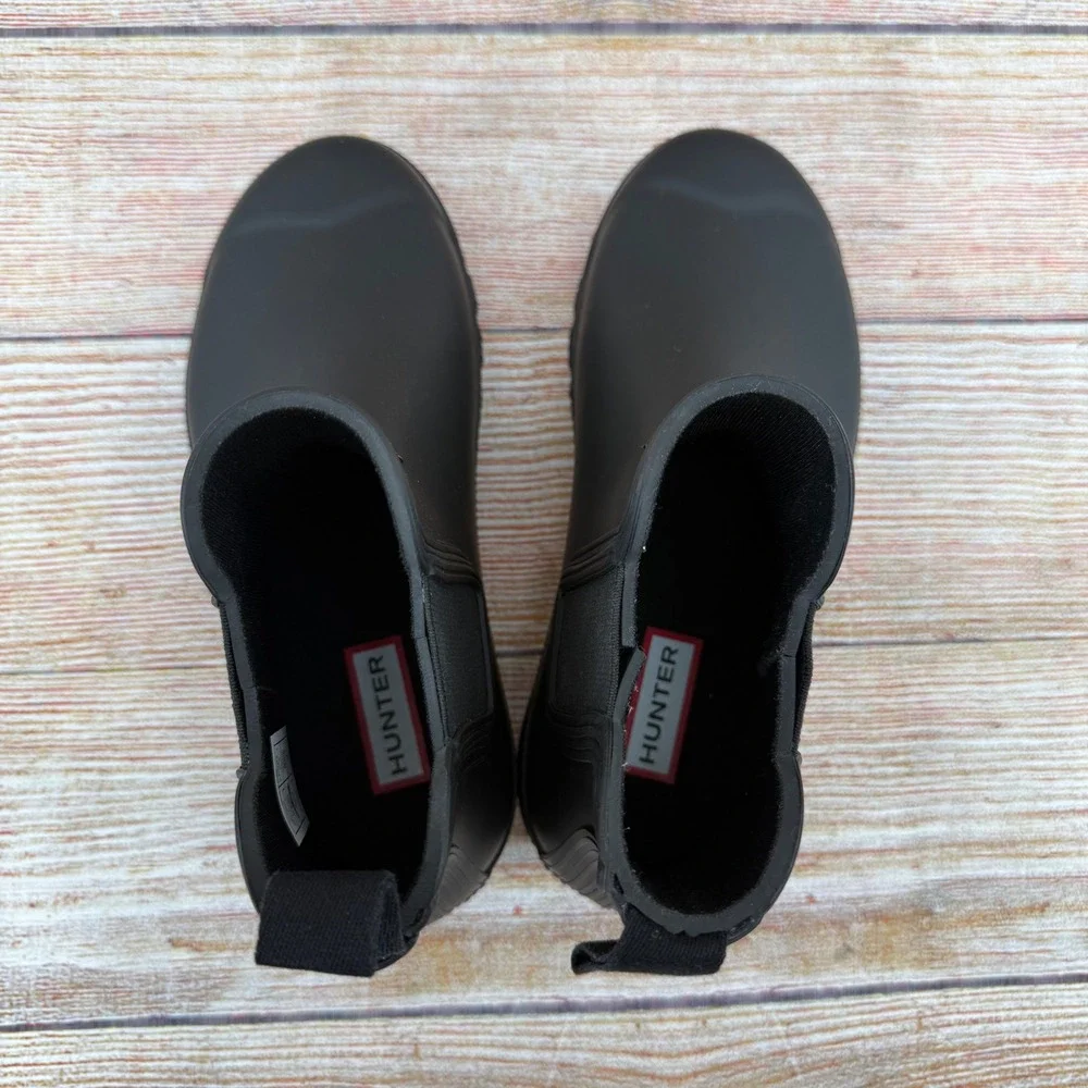 Hunter Original Chelsea Rain Boot Black Matte Waterproof Rubber Ankle Boots US 6